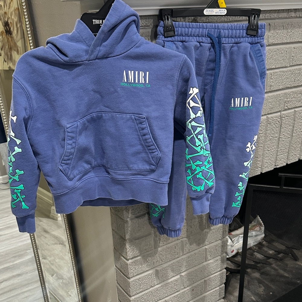 AMIRI Blue Set with Green and White Graphics